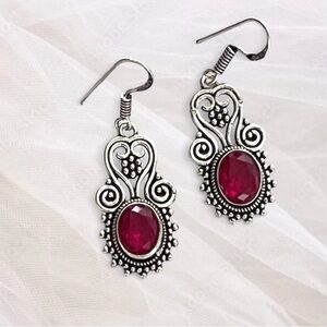 Ruby Red Garnet Sterling Silver Earrings